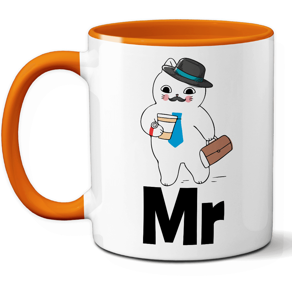 Taza Original 'Mr' con Gatito Ejecutivo – Ref. 7 – Cerámica 325 ml