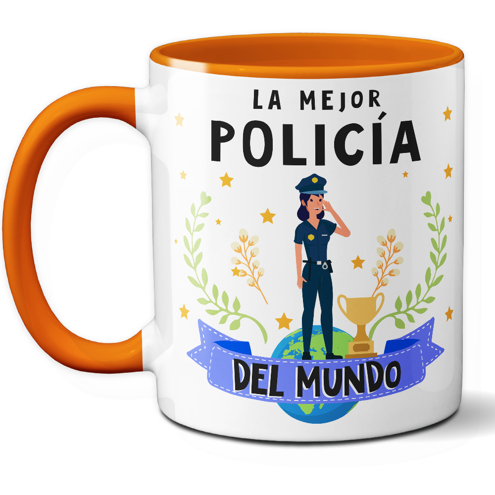 Taza Original 'La mejor policía del mundo' - Ref. 70 - Cerámica 325 ml