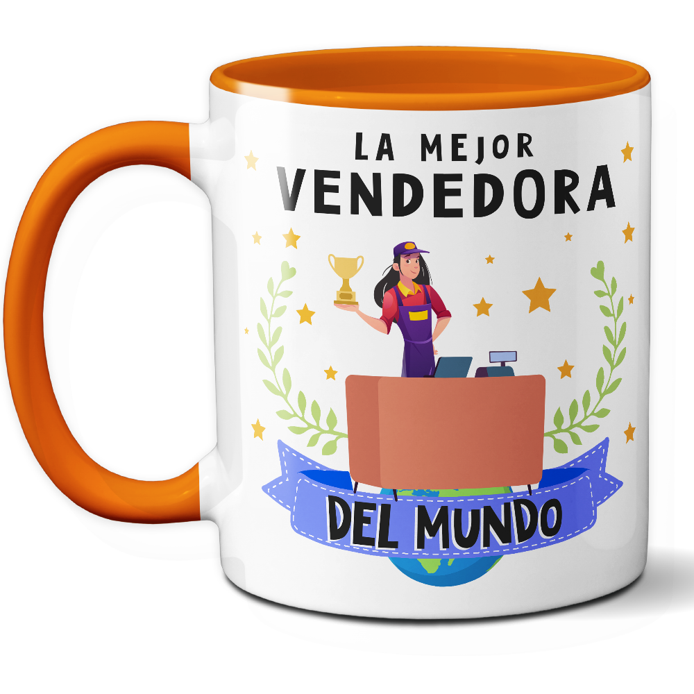 Taza Original 'La mejor vendedora del mundo' - Ref. 84 - Cerámica 325 ml