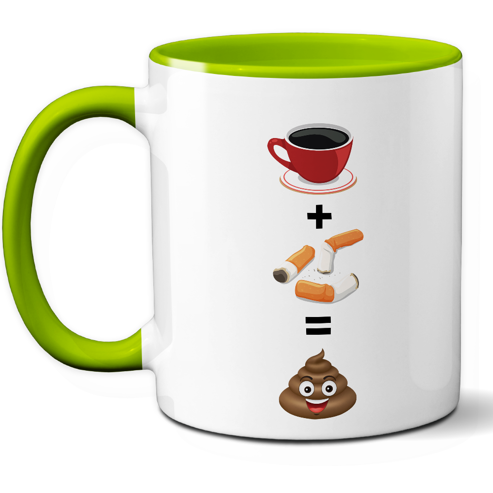 Taza Humorística 'Café + Cigarro = Muñeco de barro' - Ref. 99 - Cerámica 325 ml