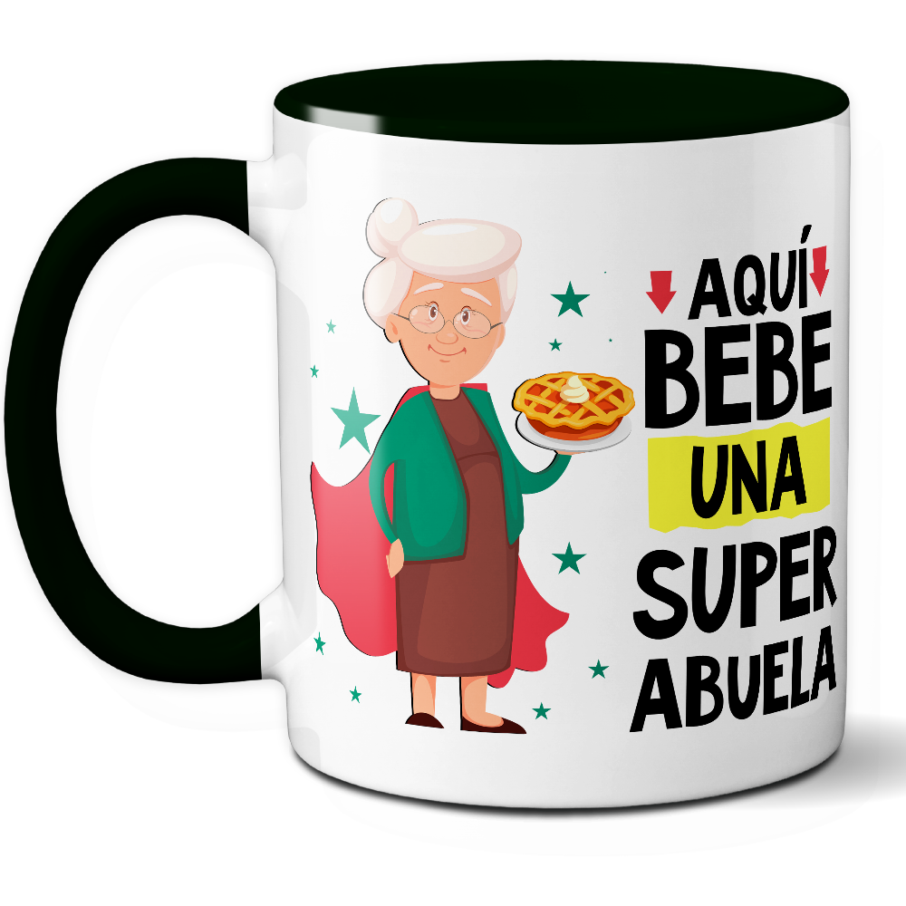Taza Divertida 'Aquí bebe una súper abuela' - Ref. 20 - Cerámica 325 ml