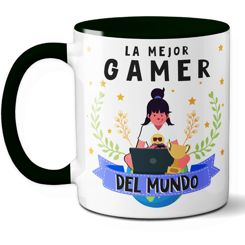 Taza Original 'La mejor gamer del mundo' - Ref. 90 - Cerámica 325 ml