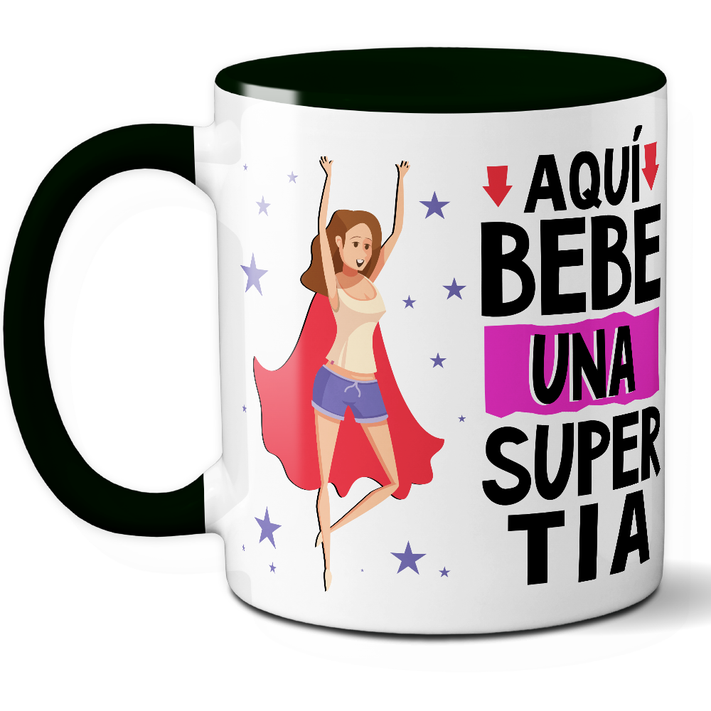 Taza Divertida 'Aquí bebe una súper tía' - Ref. 27 - Cerámica 325 ml