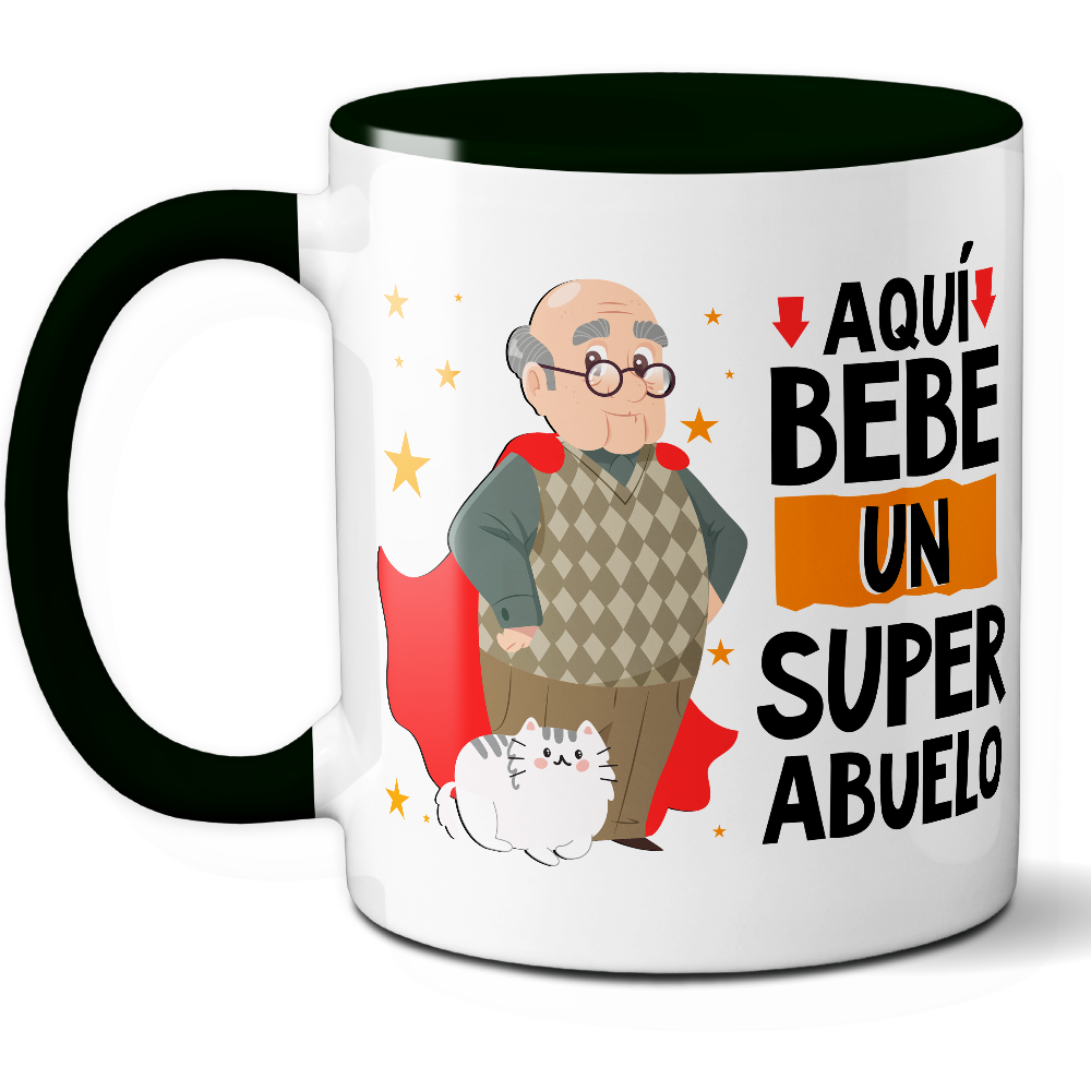 Taza Divertida 'Aquí bebe un súper abuelo' - Ref. 21 - Cerámica 325 ml