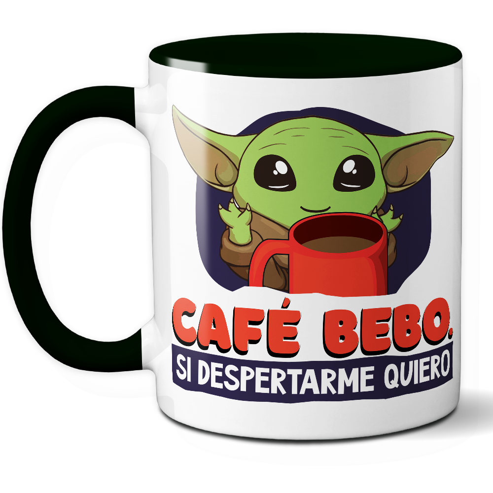 Taza Divertida 'Café bebo, si despertarme quiero' - Ref. 18 - Cerámica 325 ml