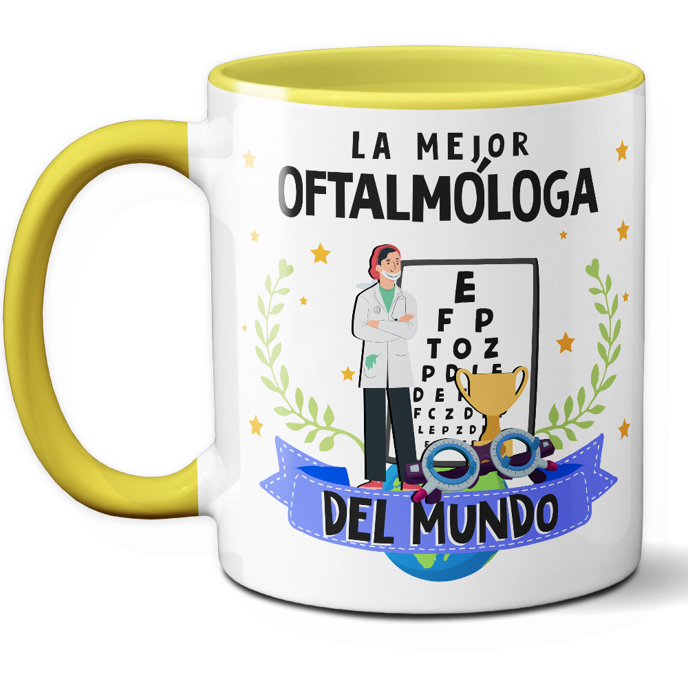 Taza Original 'La mejor oftalmóloga del mundo' - Ref. 64 - Cerámica 325 ml