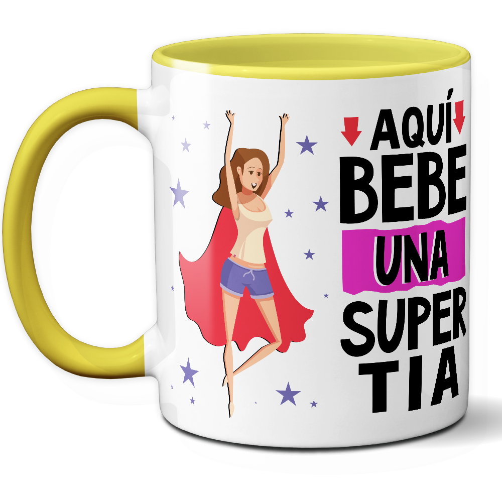 Taza Divertida 'Aquí bebe una súper tía' - Ref. 27 - Cerámica 325 ml