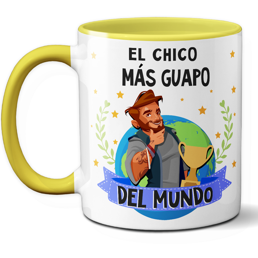 Taza Divertida 'El chico más guapo del mundo' - Ref. 93 - Cerámica 325 ml