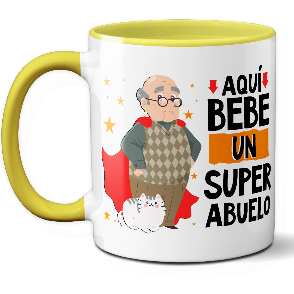 Taza Divertida 'Aquí bebe un súper abuelo' - Ref. 21 - Cerámica 325 ml