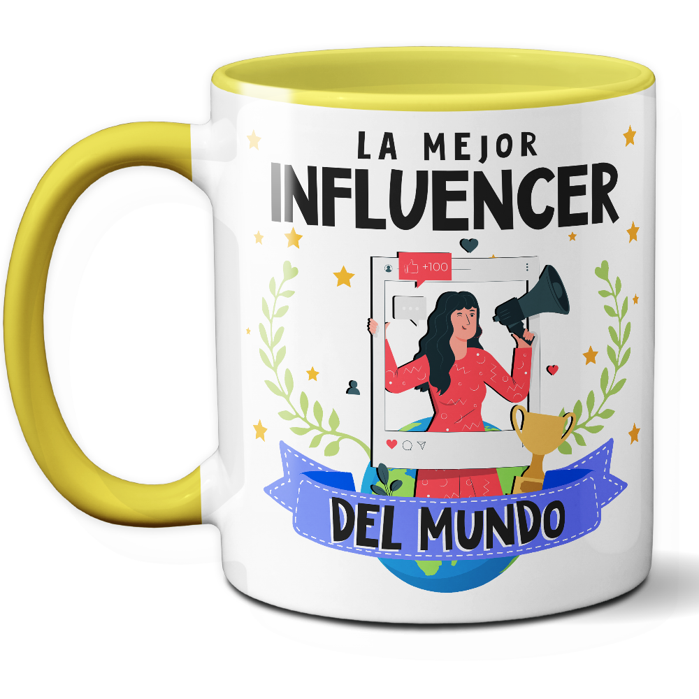 Taza Original 'La mejor influencer del mundo' - Ref. 91 - Cerámica 325 ml