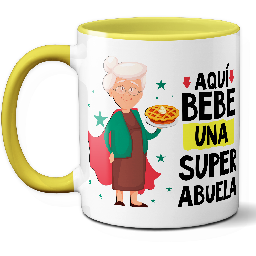 Taza Divertida 'Aquí bebe una súper abuela' - Ref. 20 - Cerámica 325 ml