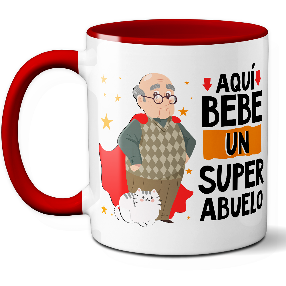 Taza Divertida 'Aquí bebe un súper abuelo' - Ref. 21 - Cerámica 325 ml