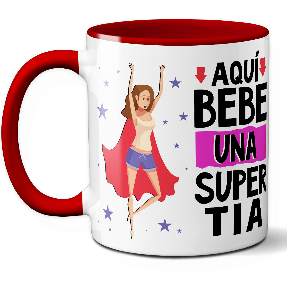 Taza Divertida 'Aquí bebe una súper tía' - Ref. 27 - Cerámica 325 ml