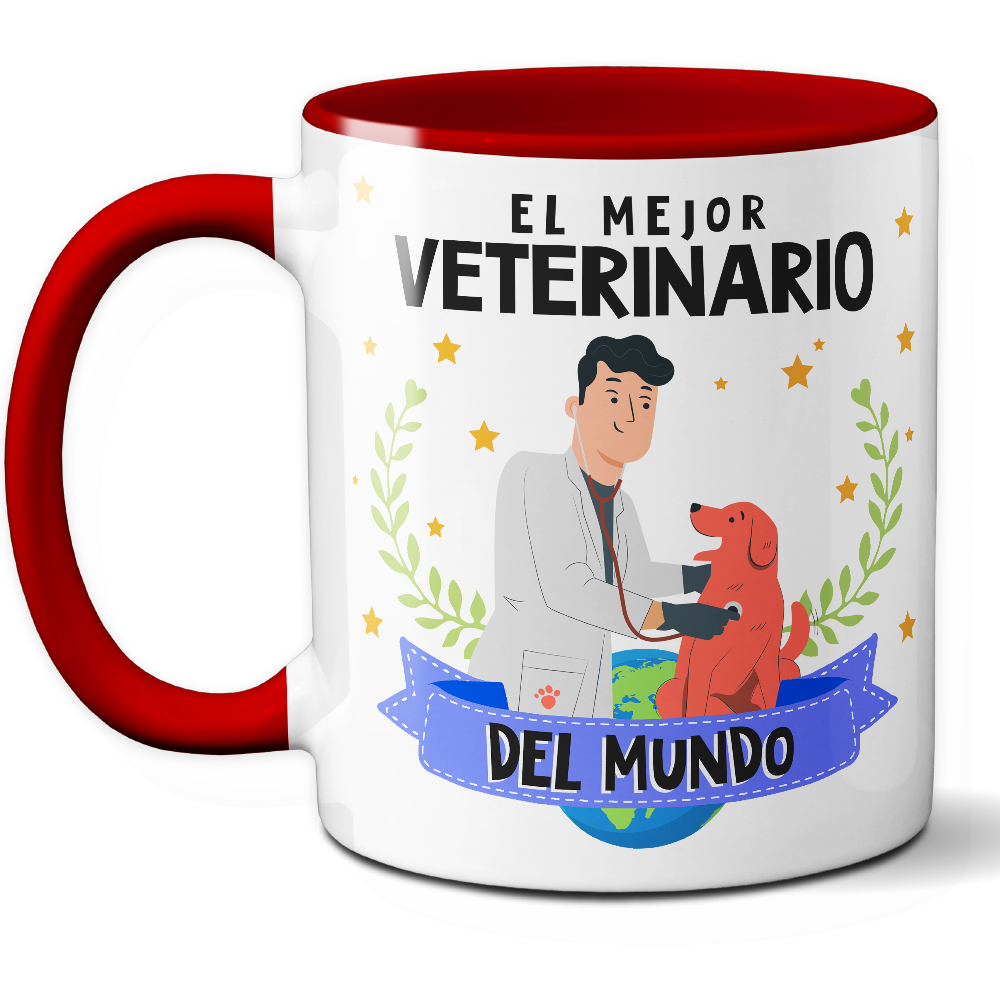 Taza Original 'El mejor veterinario del mundo' - Ref. 77 - Cerámica 325 ml