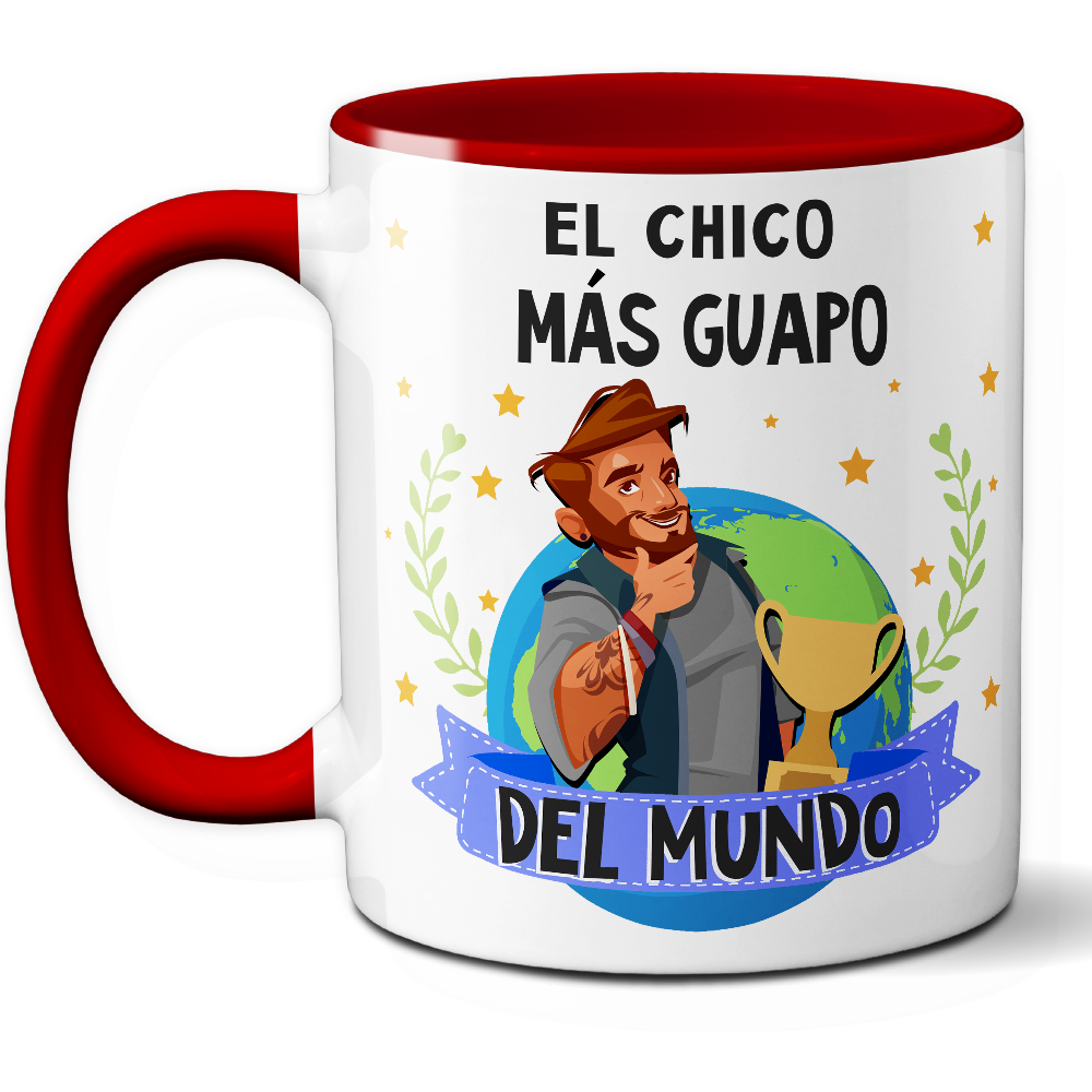 Taza Divertida 'El chico más guapo del mundo' - Ref. 93 - Cerámica 325 ml