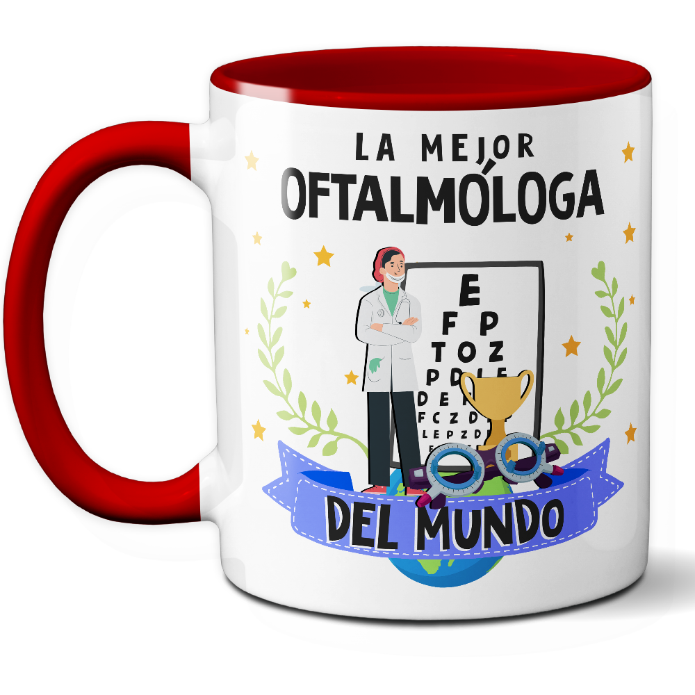 Taza Original 'La mejor oftalmóloga del mundo' - Ref. 64 - Cerámica 325 ml