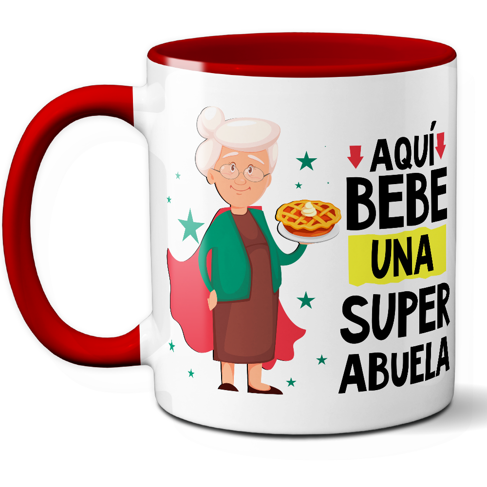 Taza Divertida 'Aquí bebe una súper abuela' - Ref. 20 - Cerámica 325 ml