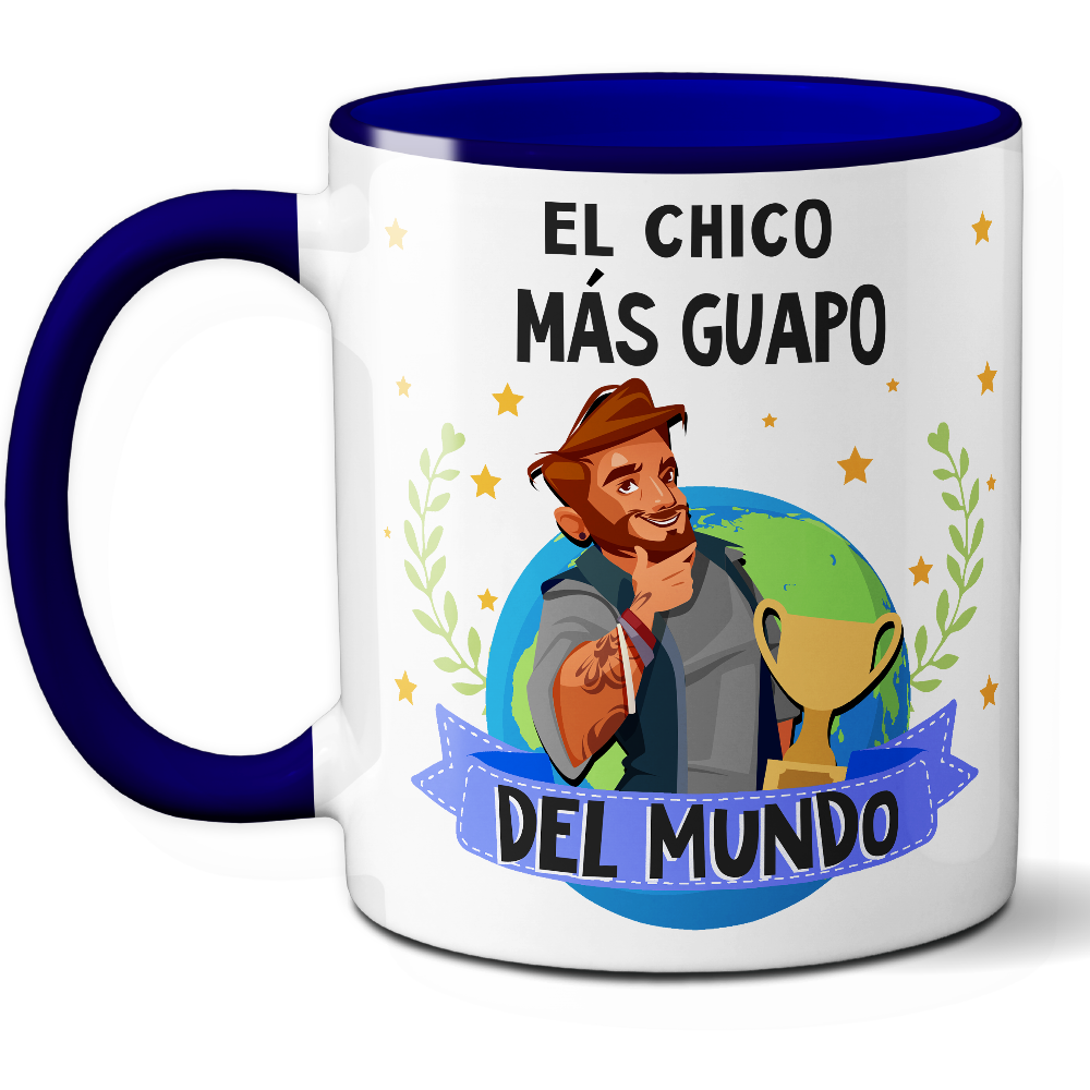 Taza Divertida 'El chico más guapo del mundo' - Ref. 93 - Cerámica 325 ml