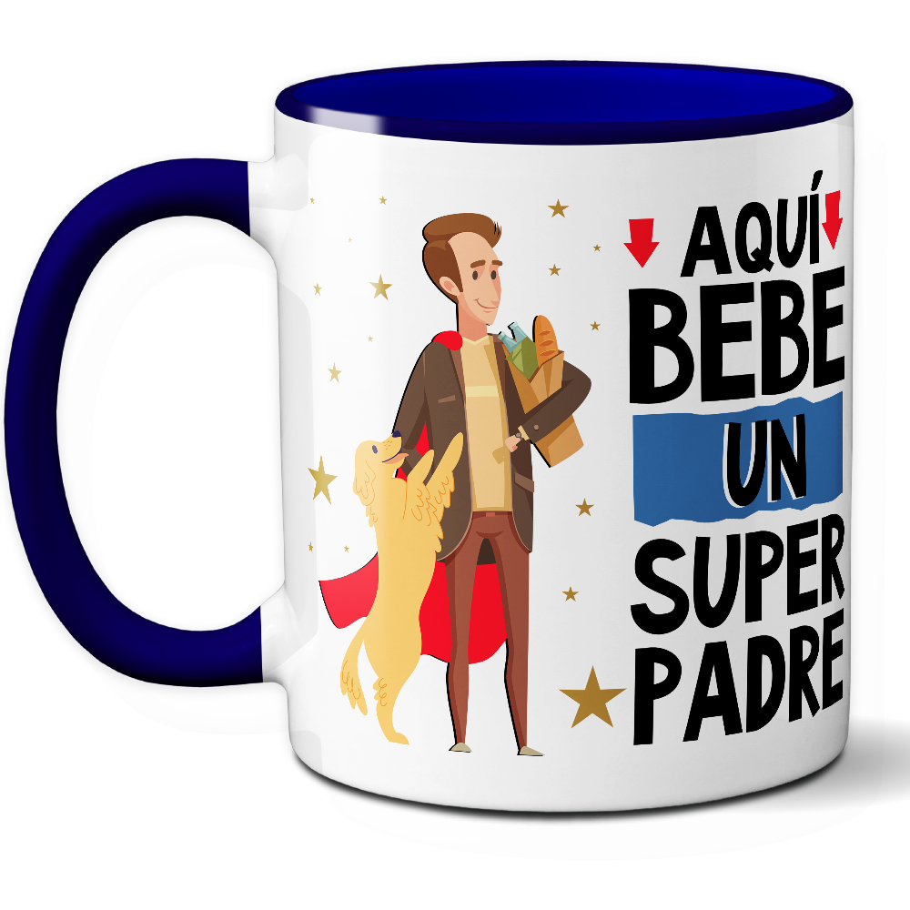 Taza Divertida 'Aquí bebe un súper padre' - Ref. 25 - Cerámica 325 ml