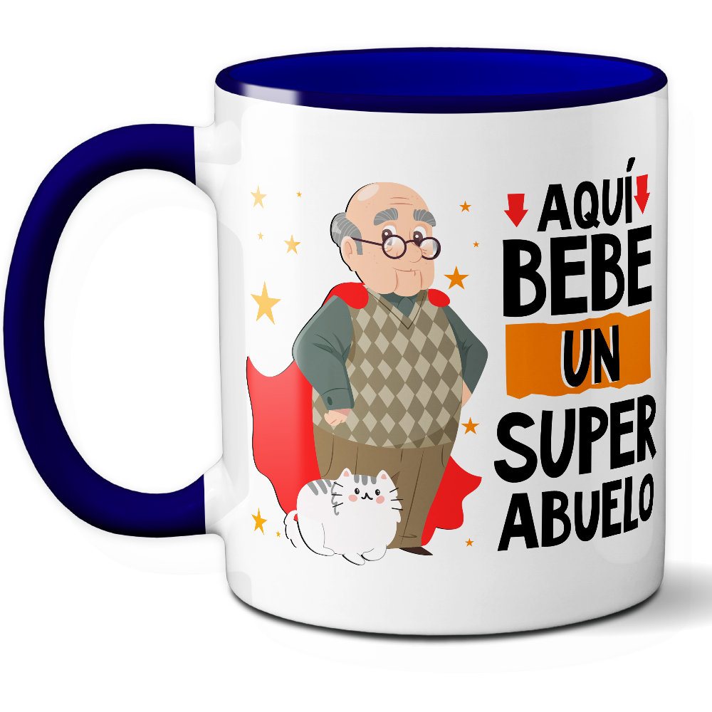 Taza Divertida 'Aquí bebe un súper abuelo' - Ref. 21 - Cerámica 325 ml