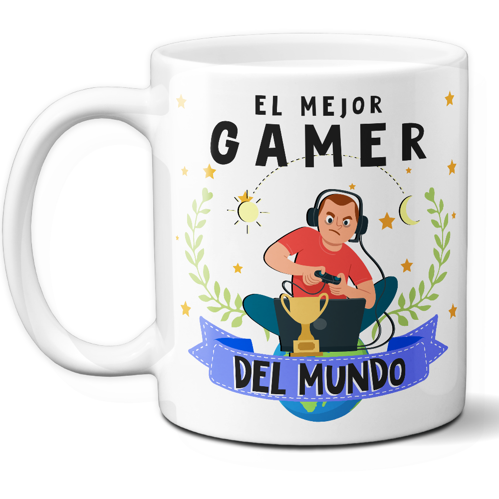 Taza Divertida 'El mejor gamer del mundo' - Ref. 89 - Cerámica 325 ml