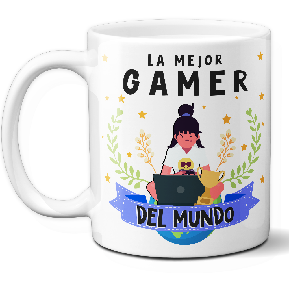 Taza Original 'La mejor gamer del mundo' - Ref. 90 - Cerámica 325 ml