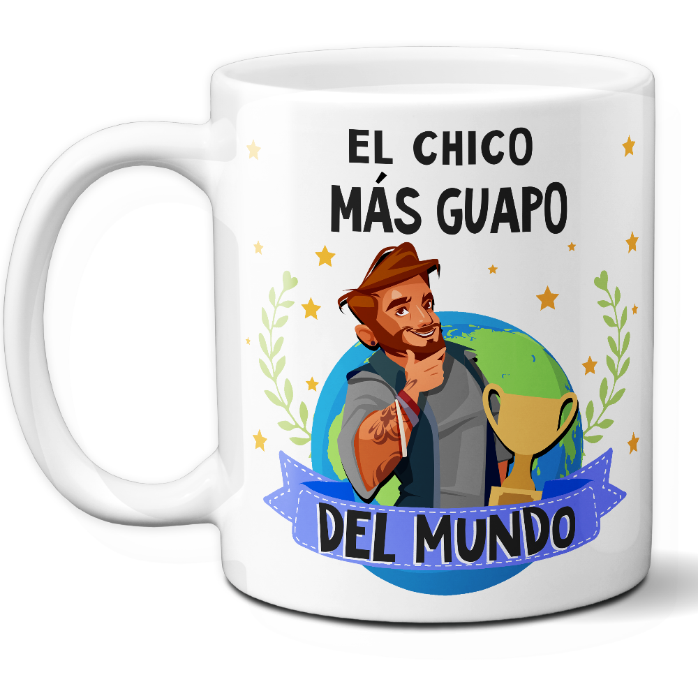 Taza Divertida 'El chico más guapo del mundo' - Ref. 93 - Cerámica 325 ml