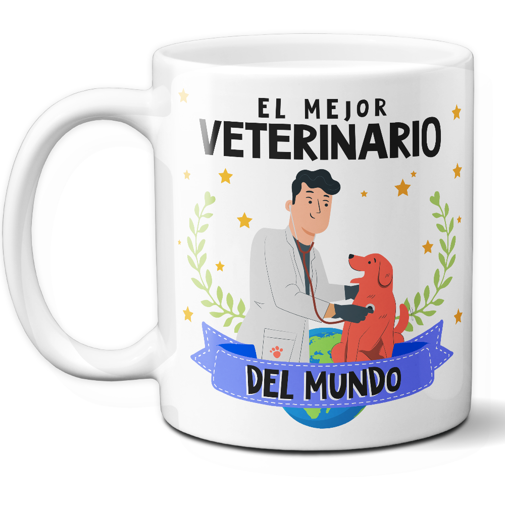 Taza Original 'El mejor veterinario del mundo' - Ref. 77 - Cerámica 325 ml