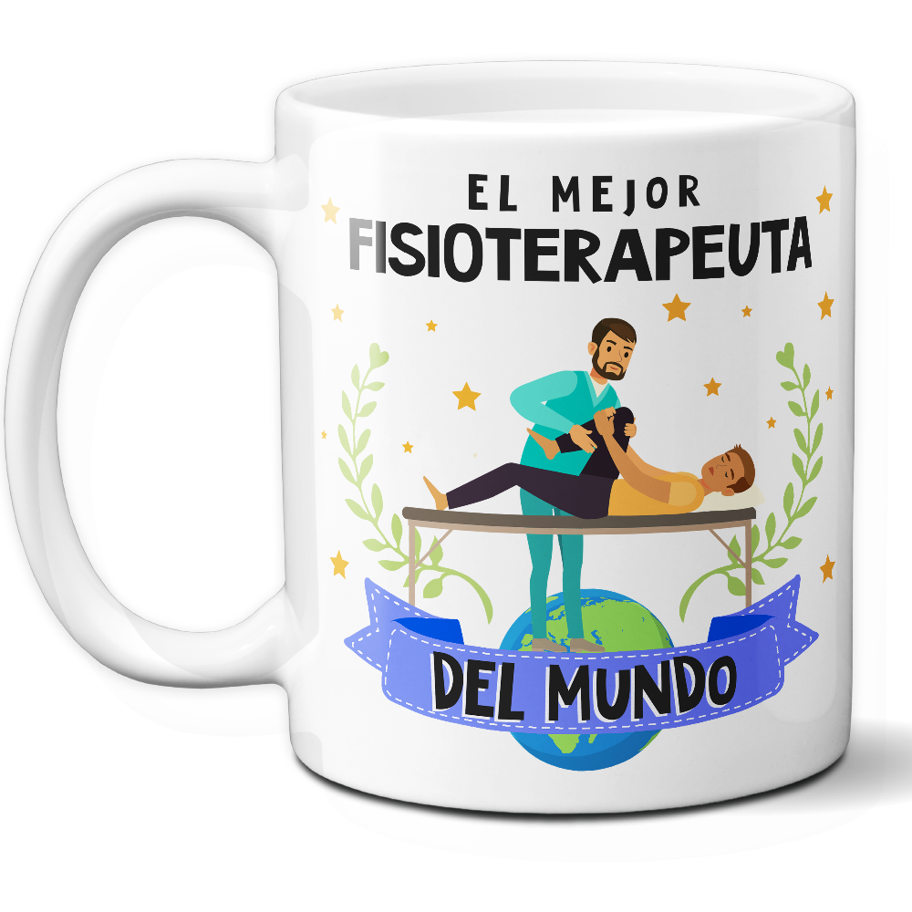 Taza Original 'El mejor fisioterapeuta del mundo' - Ref. 45 - Cerámica 325 ml