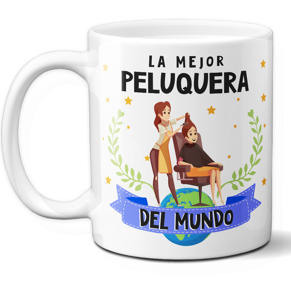 Taza Original 'La mejor peluquera del mundo' - Ref. 67 - Cerámica 325 ml