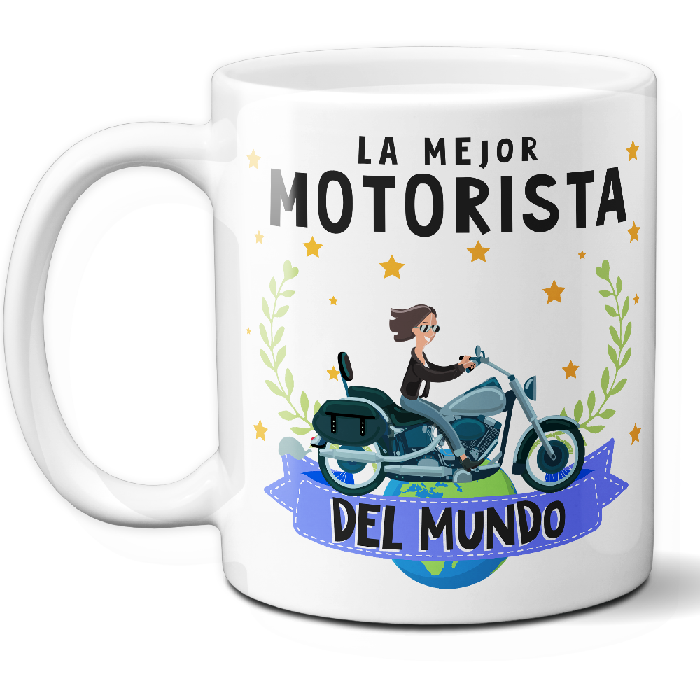 Taza Original 'La mejor motorista del mundo' - Ref. 80 - Cerámica 325 ml