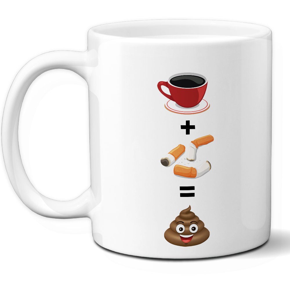 Taza Humorística 'Café + Cigarro = Muñeco de barro' - Ref. 99 - Cerámica 325 ml