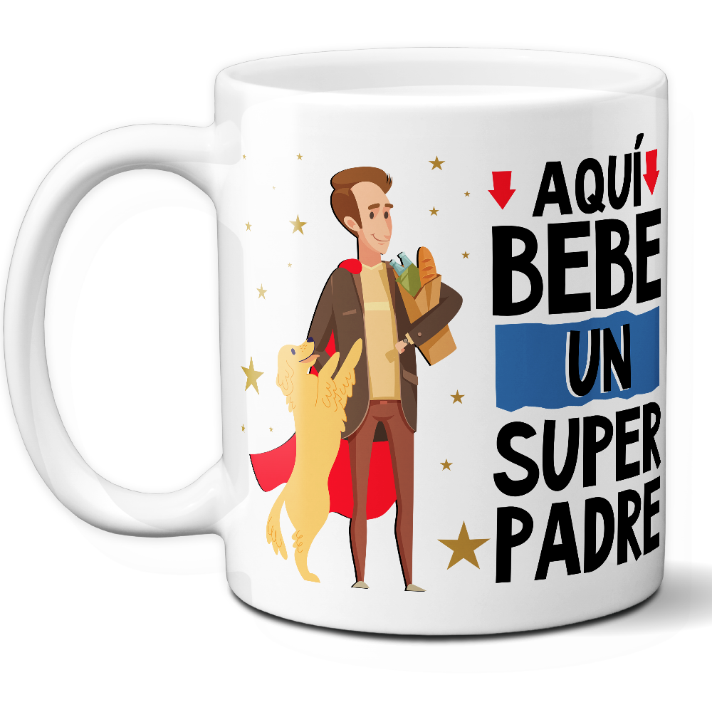 Taza Divertida 'Aquí bebe un súper padre' - Ref. 25 - Cerámica 325 ml
