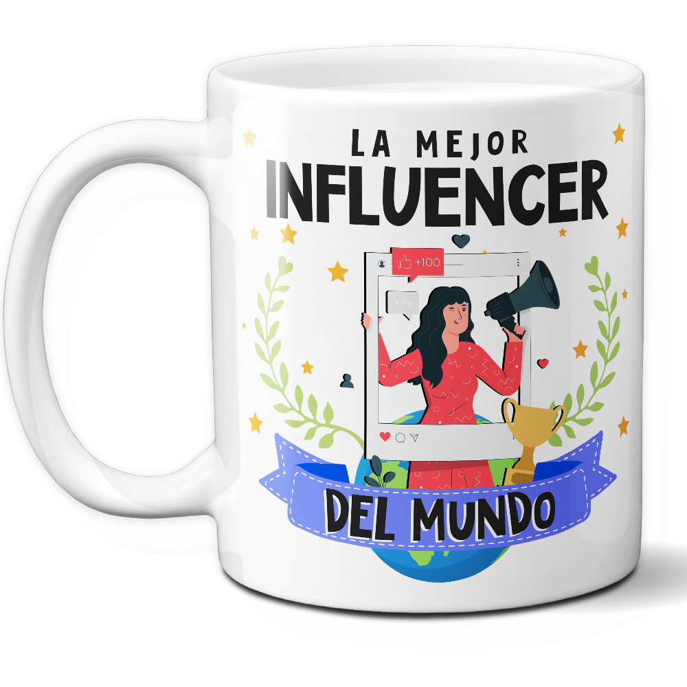 Taza Original 'La mejor influencer del mundo' - Ref. 91 - Cerámica 325 ml