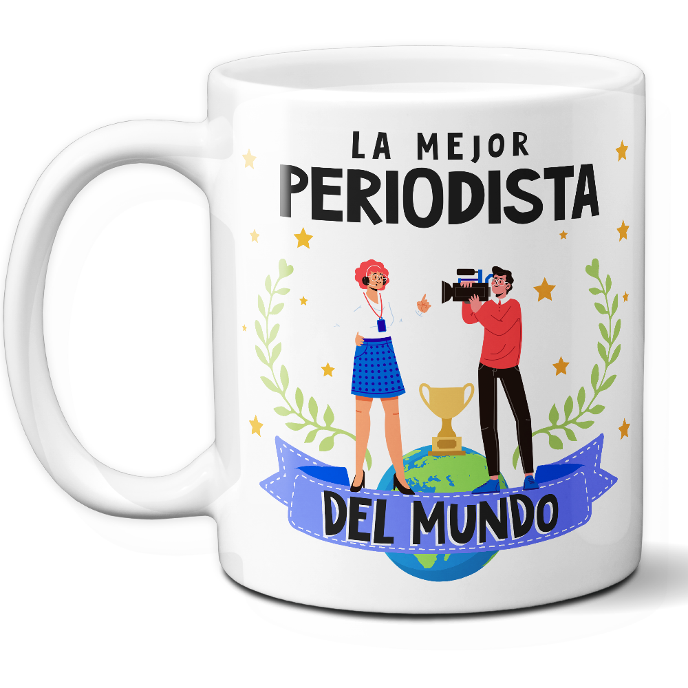 Taza Original 'La mejor periodista del mundo' - Ref. 69 - Cerámica 325 ml